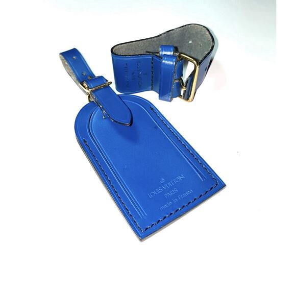 Louis Vuitton Blue Name Tag w/Poignet Strap Large 1 Set - Dark Blue 🇫🇷 - Picture 9 of 10